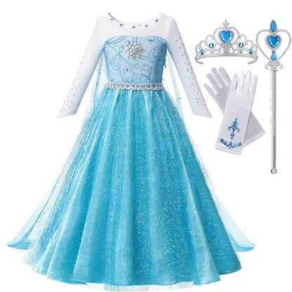 Summer Fancy Queen Elsa & Anna Princess Dress for Girls | Toddler Halloween Cosplay Party Costume Dress for 2-10 Years