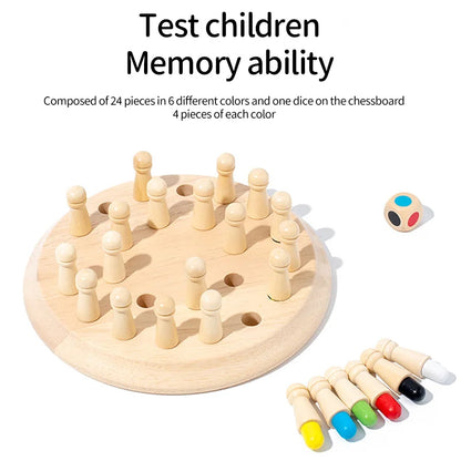Wooden Color Memory Chess Board Game for Kids