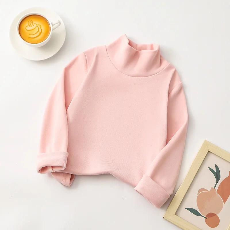 Glomexia Kids Cozy Cartoon Turtleneck Tee – Unisex Long Sleeve