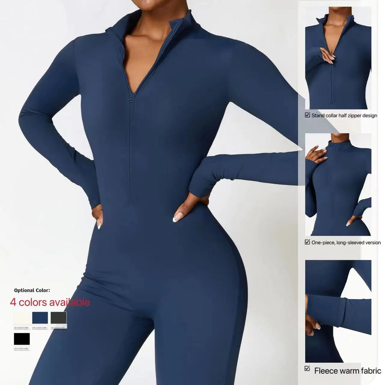 🧘‍♀️ Women’s Winter Yoga Jumpsuit – Long Sleeve High-Elastic Bodysuit