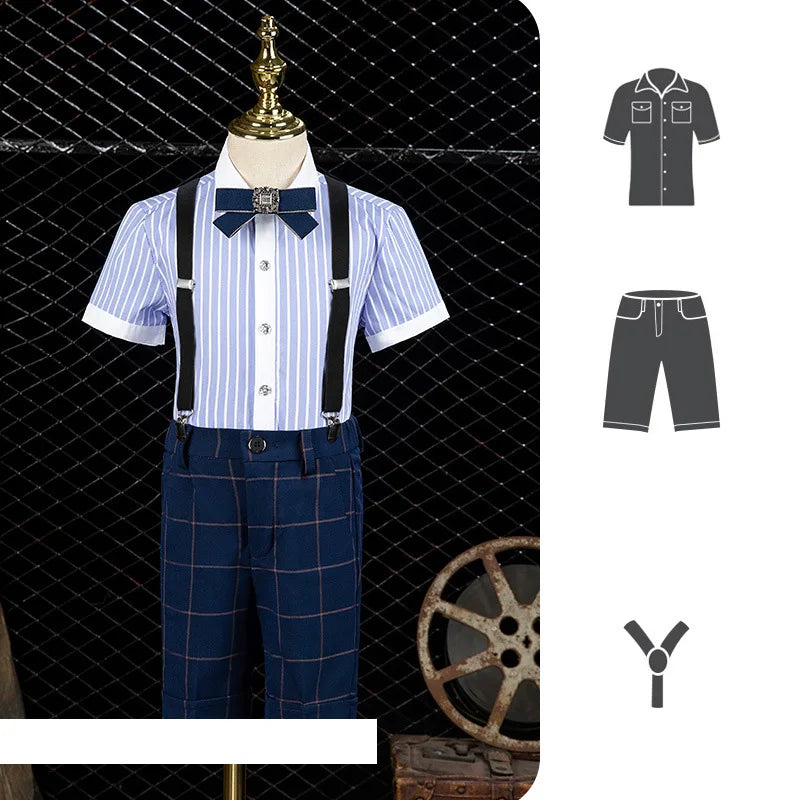 🤵 Kids Formal Plaid Suit Set – Wedding & Party Blazer Outfit (7–13Y)