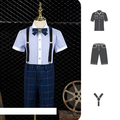 🤵 Kids Formal Plaid Suit Set – Wedding & Party Blazer Outfit (7–13Y)