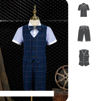 🤵 Kids Formal Plaid Suit Set – Wedding & Party Blazer Outfit (7–13Y)