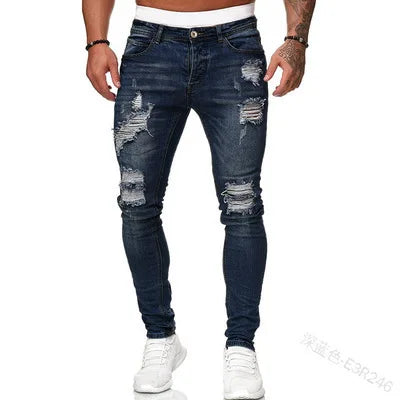 🔥 Men’s Pencil Fit Jeans – Low Waist Casual Denim Pants