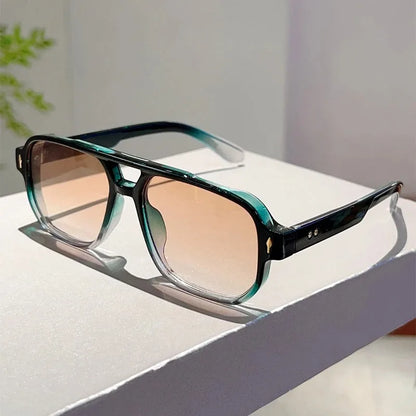 Vintage Square Sunglasses – Double Bridge UV400 Eyewear