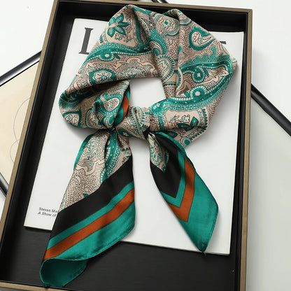 Women’s Luxury Cat Print Silk Square Scarf (70cm)