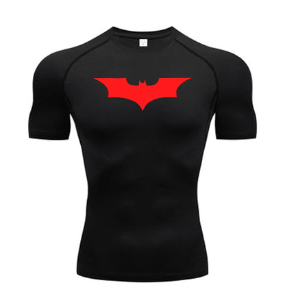 🦇💪 Men’s Bat Print Compression Tee | Gym Fit 🏃‍♂️