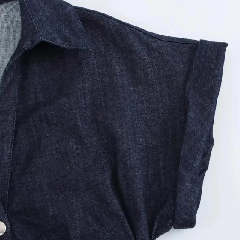 Glomexia Women’s Denim Midi Dress 💙 Casual Streetwear Summer Fashion 👗