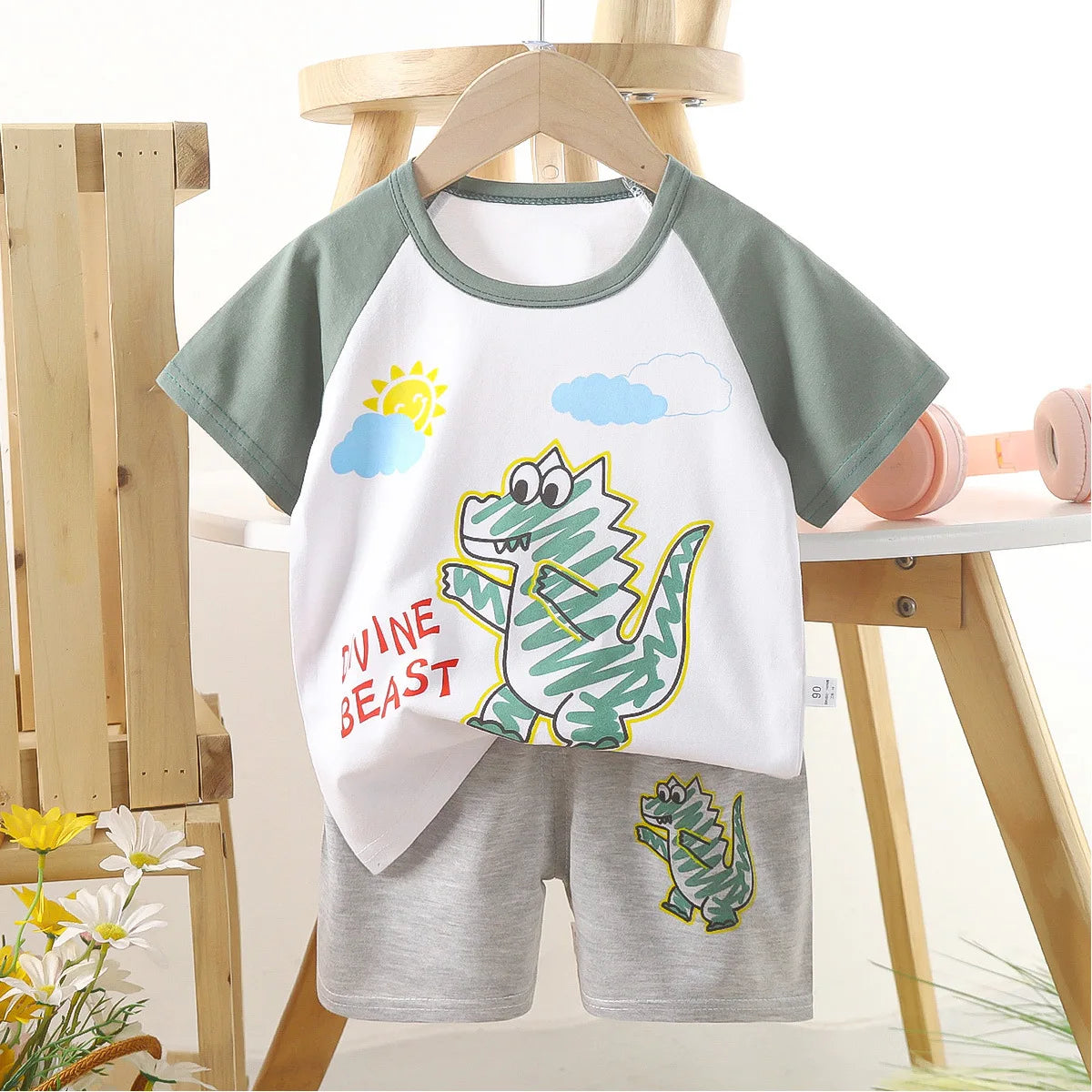 Glomexia Kids Cartoon Cotton Set – Summer T-Shirt & Shorts