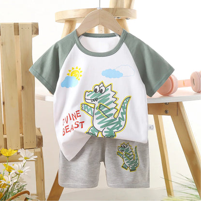 Glomexia Kids Cartoon Cotton Set – Summer T-Shirt & Shorts