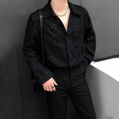 Premium Starry Sky Shine Shirt for Men – Party Wear Full Sleeve