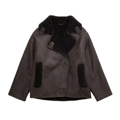 Women’s Faux Leather Plush Jacket 🖤 | Winter Warm Coat