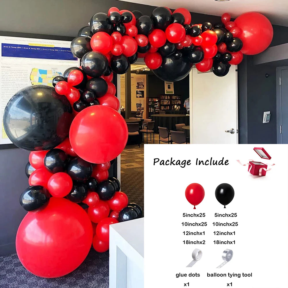 110pcs Red Black Balloon Arch Garland Kit – Party Decoration Set