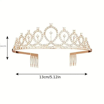 Bling Rhinestone Crystal Crown Tiara with Birthday Satin Sash