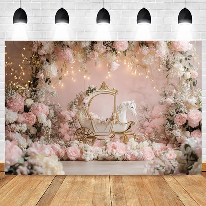Princess Carriage Birthday Photography Backdrop