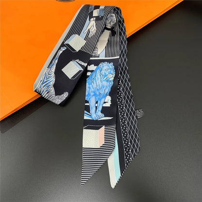 🧣 Glomexia Silk Print Hair Scarf – Elegant Women Fashion Wrap ✨