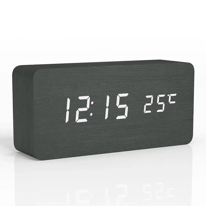 Glomexia Wooden LED Alarm Clock 🌿