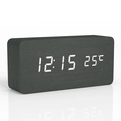Glomexia Wooden LED Alarm Clock 🌿
