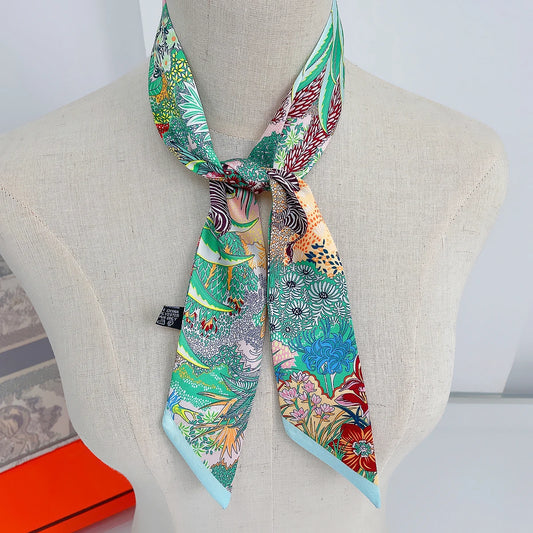 🧣 Glomexia Silk Print Hair Scarf – Elegant Women Fashion Wrap ✨