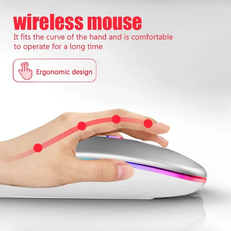 🖱️ Glomexia RGB Wireless Rechargeable Mouse (3600 DPI)