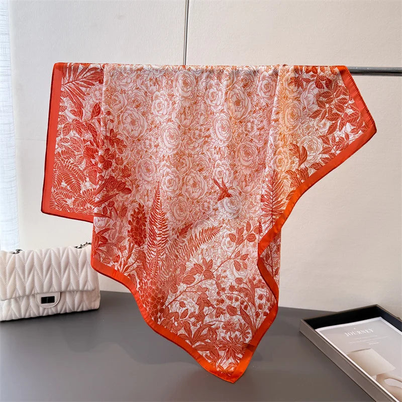 Women’s Luxury Floral Printed Silk Scarf