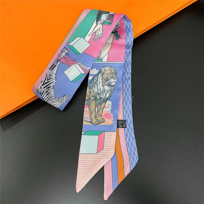 🧣 Glomexia Silk Print Hair Scarf – Elegant Women Fashion Wrap ✨