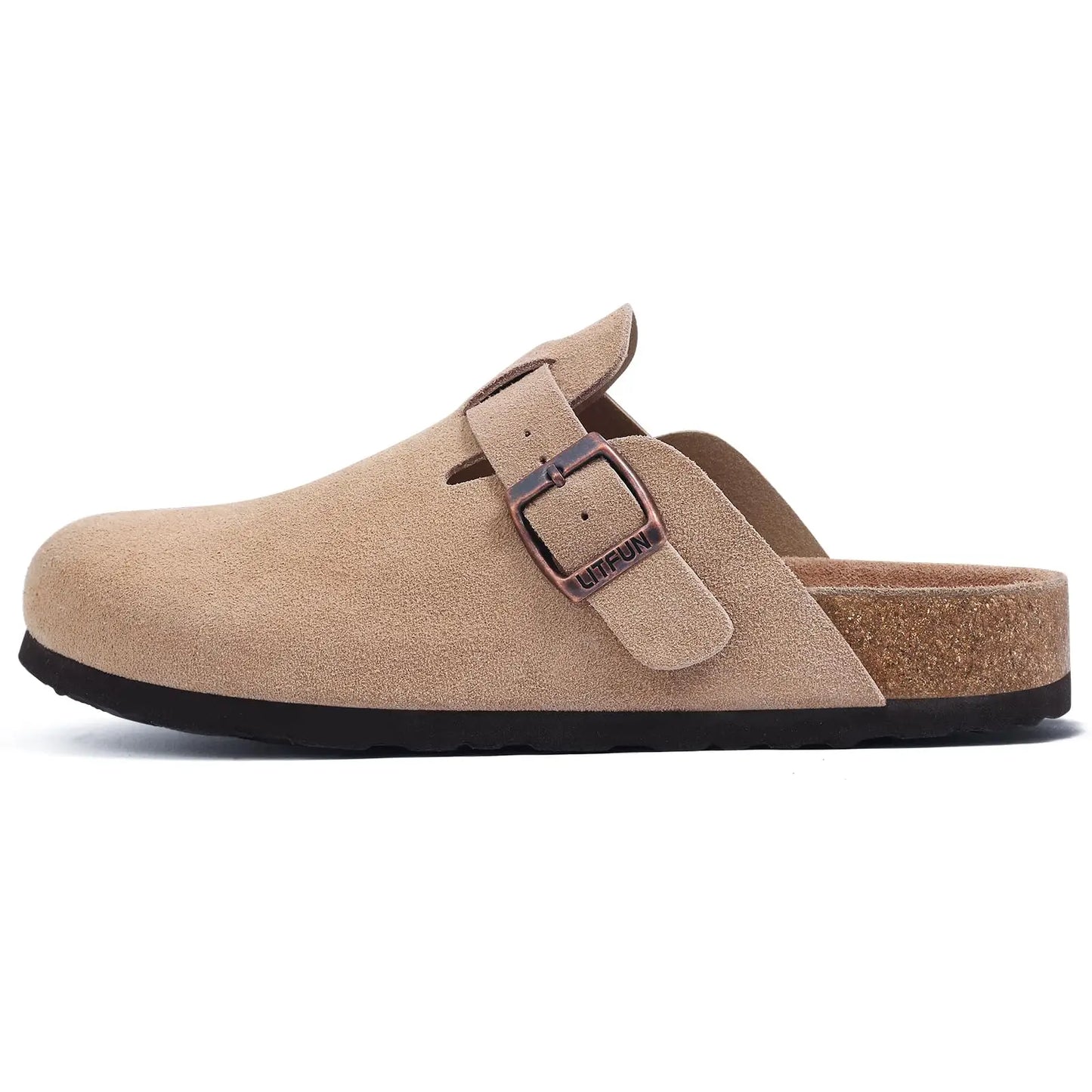 Women Suede Cork Mules 👡 | Arch Support Buckle Clogs