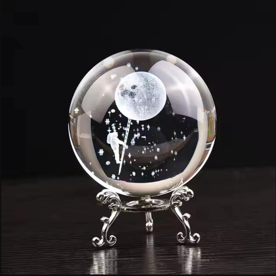 3D Solar System Crystal Ball with Stand