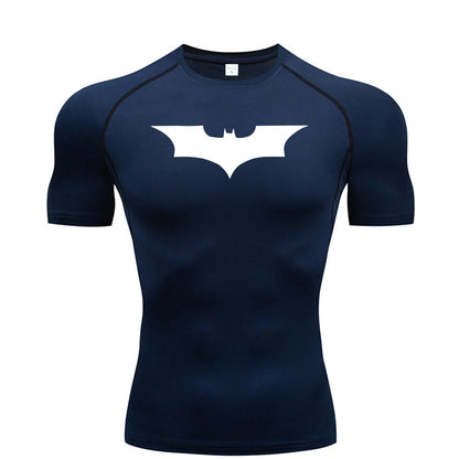 🦇💪 Men’s Bat Print Compression Tee | Gym Fit 🏃‍♂️