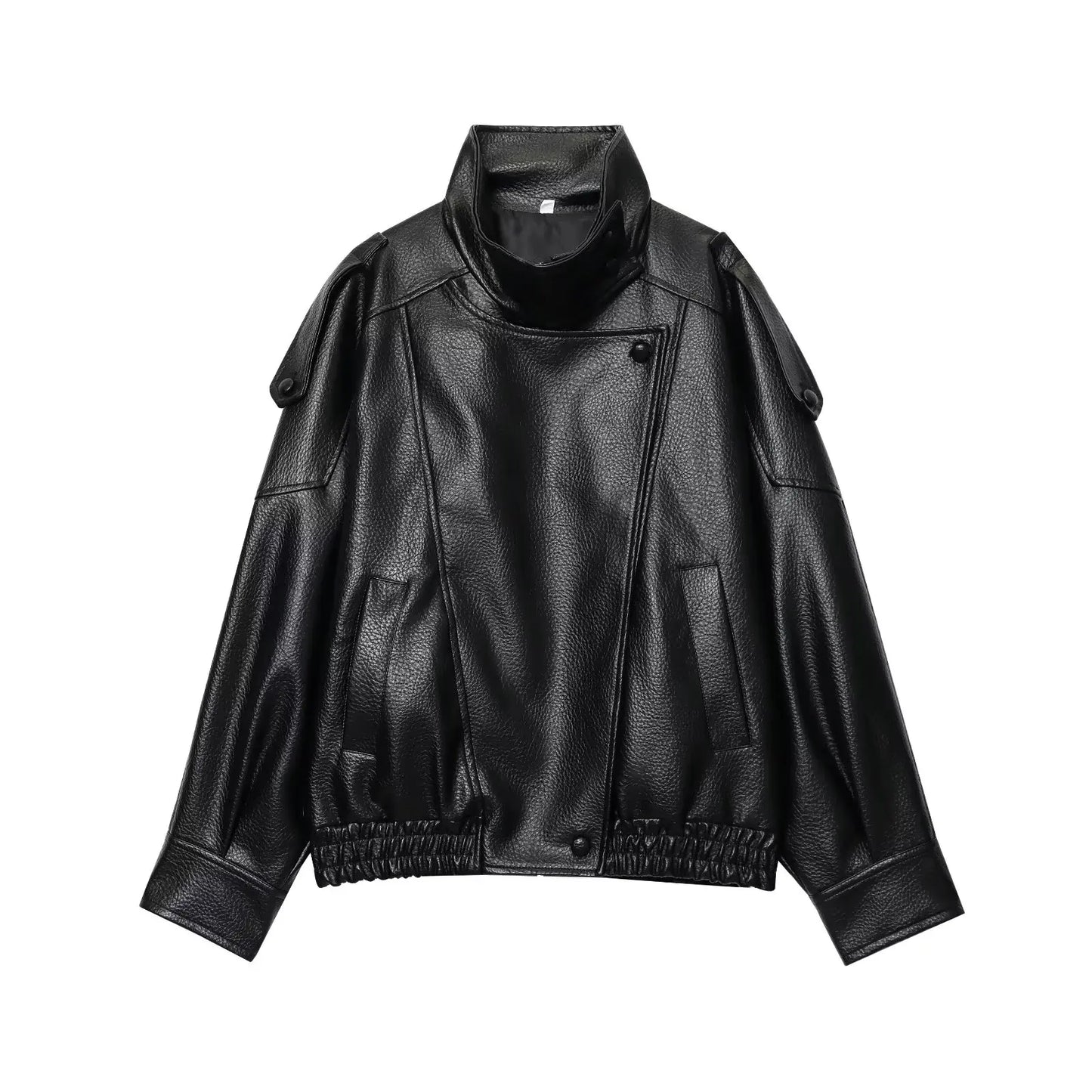 🖤 Faux Leather Zipper Jacket – Street Office Chic