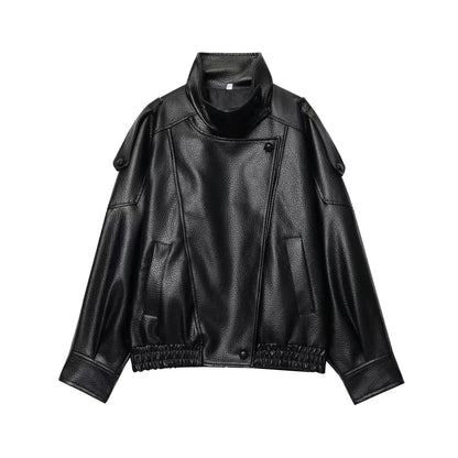 🖤 Faux Leather Zipper Jacket – Street Office Chic