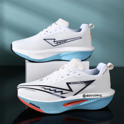 Men’s Lightweight Running Shoes | Breathable Nylon Sneakers with Carbon Plate | Non-Slip Casual Sports Shoes