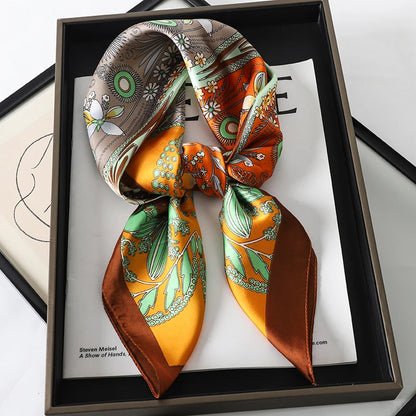 Women’s Luxury Cat Print Silk Square Scarf (70cm)