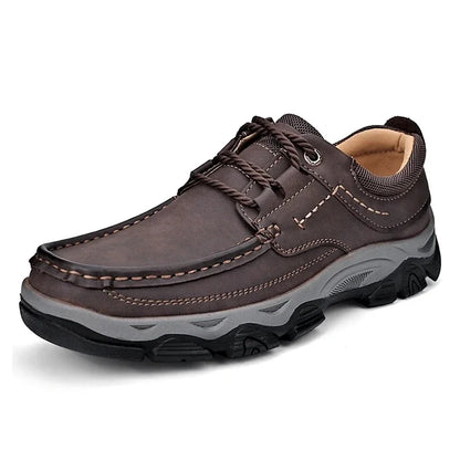 Glomexia Men Genuine Leather Loafers 👞 | Retro Slip-On Shoes