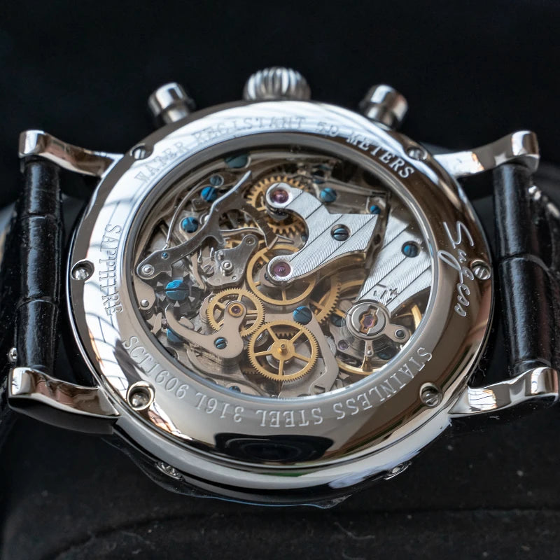 Glomexia Vintage Moonphase Chronograph Watch ⌚