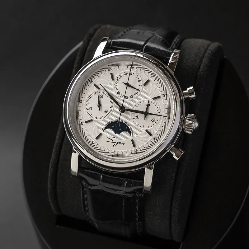 Glomexia Vintage Moonphase Chronograph Watch ⌚