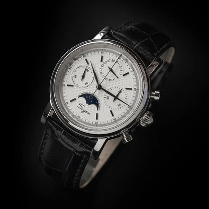 Glomexia Vintage Moonphase Chronograph Watch ⌚