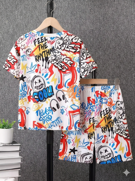 Boys Printed Summer Co-Ord Set – Kids T-Shirt & Shorts Outfit