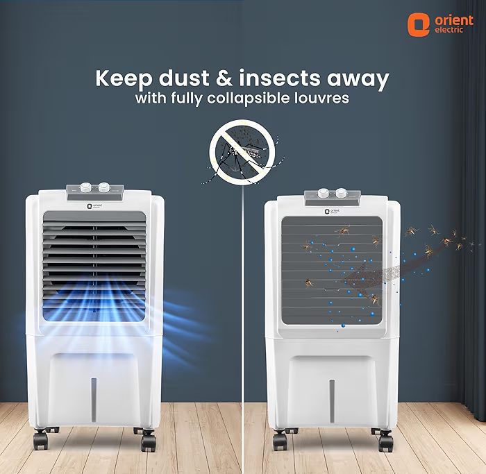 Orient Electric Durachill 40 L Portable Air Cooler For Home | Densenest Honeycomb Pads |More Air Delivery | Fully Collapsible Louvers |Inverter Compatible | 1 Year Warranty by Orient | White & Grey
