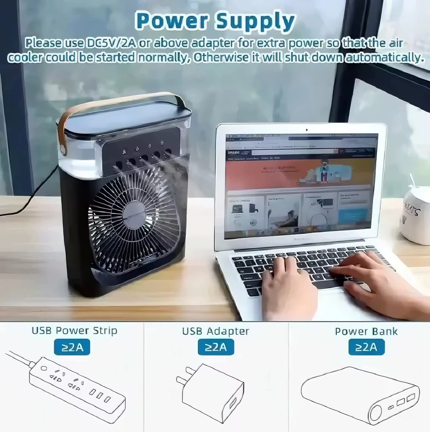 Portable Mini Air Cooler Fan with Water Spray
