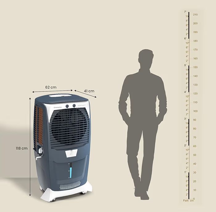 Crompton Ozone Royale 75 Litres Desert Air Cooler for home | Large & Easy Clean Ice Chamber | High Density Honeycomb Pads | Everlast Pump | Humidity Control | Auto Fill & Drain Function