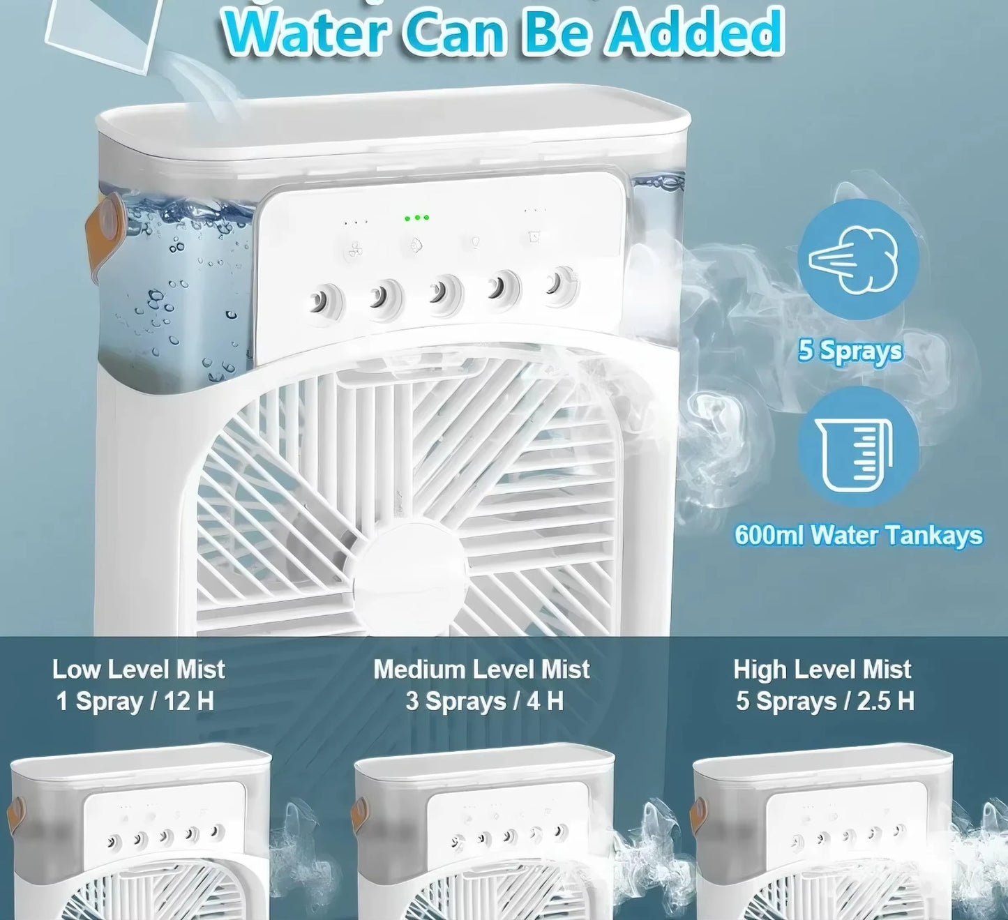 Portable Mini Air Cooler Fan with Water Spray