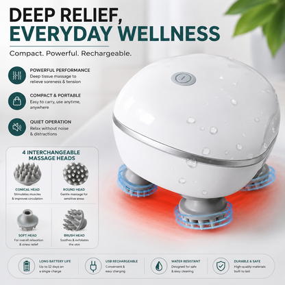Electric Scalp Massager Brush | Waterproof Deep Relaxation Head Massage Device