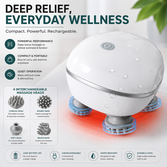 Electric Scalp Massager Brush | Waterproof Deep Relaxation Head Massage Device