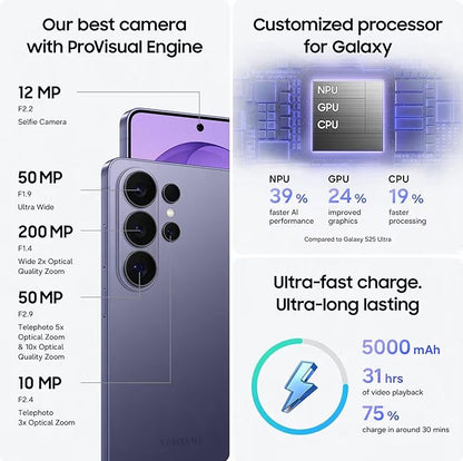 📱 Samsung Galaxy S26 Ultra 5G – 200MP Camera, Snapdragon 8 Elite, AI Phone