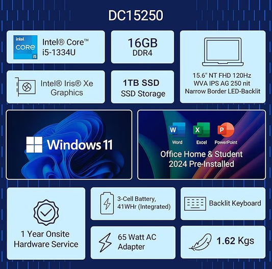 💻 Dell 15 (Inspiron) Laptop – i5 13th Gen, 16GB RAM, 1TB SSD, FHD Display, Backlit Keyboard