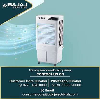 Bajaj DMH 90 Neo 90L Desert Air Cooler for Home|For Larger Room|Anti-Bacterial Honeycomb Cooling Pad|High-Speed|Ice Chamber|90Ft Air Throw|3-Speed Control|3 Year Comprehensive Product Warranty|White