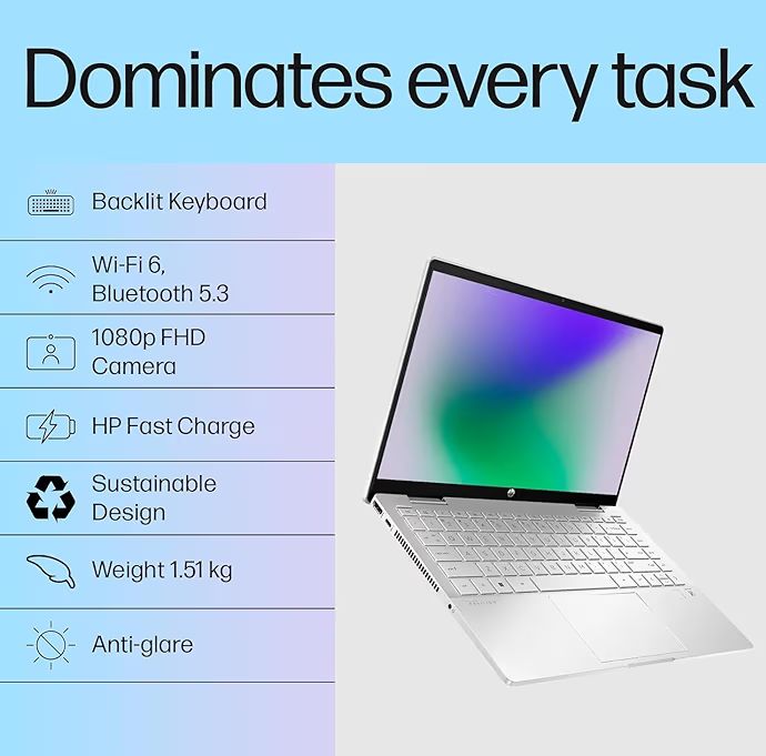 💻 HP Pavilion x360 – i5 13th Gen, 16GB RAM, 512GB SSD, Touchscreen, 2-in-1 Convertible Laptop