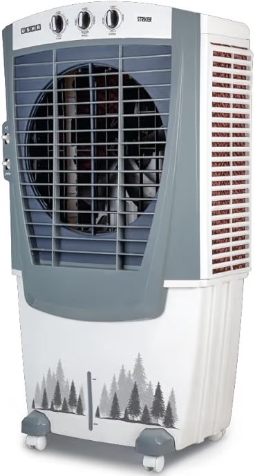 USHA Striker 100SD1 Desert Air Cooler for Large Rooms with 3-Side Honeycomb Pads, 11m Air Throw, Powerful Airflow & Inverter Compatibility (100L, White)