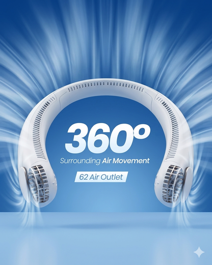 Portable Neck Fan – 360° Bladeless Rechargeable Wearable Cooling Fan